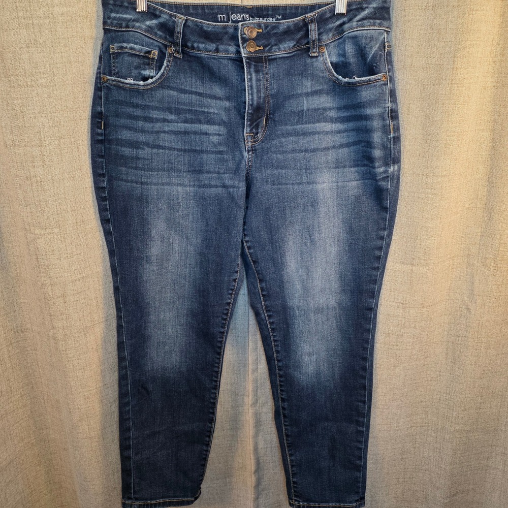Maurices‎ M Jeans Womens 18W Mid Rise Tapered Ankle Dark Wash Blue Denim 753505